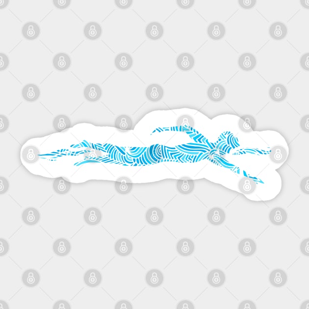 Freestyle Swimmer with Creative Blue Wave Design Gift Sticker by Swimarts